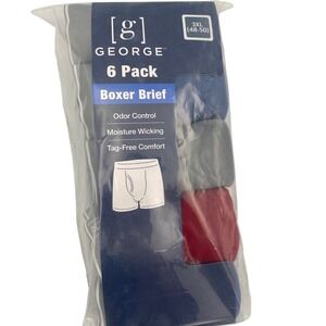GEORGE 6 Pack 48-50" Boxer Briefs 3XL Mens Underwear‎ Moisture Wicking NEW